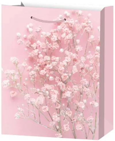 Pungă cadou Flori - 26 х 32 х 10 cm, roz