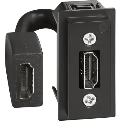Priza HDMI 1.4 preconectat 1 modul Bticino Living Now K4284P, alb, negru, nisp
