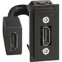 Priza HDMI 1.4 preconectat 1 modul Bticino Living Now K4284P, alb, negru, nisp