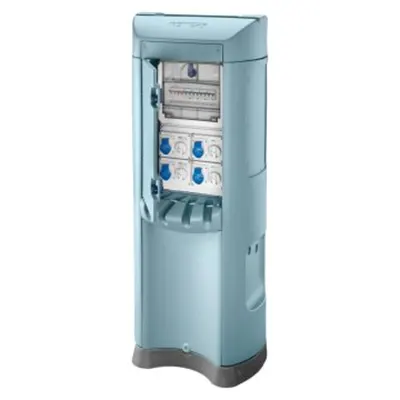 Qmc200b - Wired - Double Side Take-Off - 4 Socket Outlet 2p+t 16a - Knife Switch 4p 32a - 4 Mcd 2p 10a 0,03a - Ip44 - Light Blue