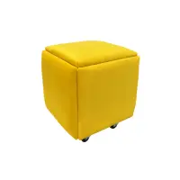 Taburet multifuncțional 5 &icirc;n 1 din catifea-culoare galben