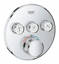 Unitate control Grohe Grohtherm Smartcontrol 29121000, 3 iesiri, termostat, push&turn, masca metalica, filtru impuritati, necesita set fixare, Crom