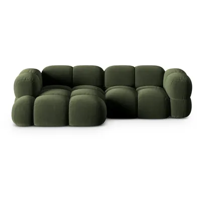 Colțar verde cu tapițerie din catifea (cu colț pe partea stângă/cu șezlong) Loretto – Cosmopolitan Design
