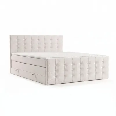 Pat boxspring crem cu spațiu de depozitare 180x200 cm Blend – Maison de Rêve