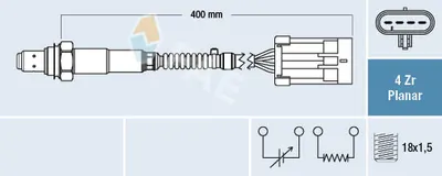 Sonda Lambda (numar fire 4, 400mm) potrivit CHEVROLET AVEO KALOS; DAEWOO KALOS 1.4 09.02